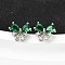 Brass Micro Pave Cubic Zirconia Stud Earrings, Bowknot, Platinum, 7.5x9.5mm
