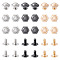 Pandahall 18 Sets 3 Colors Iron Screws, with Alloy Nuts, Hexagon, Mixed Color, 13.5x12x6mm, Hole: 2.5mm, 6 sets/color