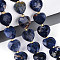 Natural Sodalite Beads Strands, Faceted Heart, with Seed Beads, 12.5~13.5x13.5~14.5x5.5~6.5mm, Hole: 0.8~1mm, about 26~28pcs/strand, 14.76~16.73 inch(37.5~42.5cm)