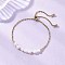 Adjustable 304 Stainless Steel Cable Chains & Natural Cultured Freshwater Pearl Slider Bracelets, Link Bracelets for Women, Golden, 10-1/4 inch(26cm)