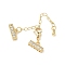 Brass Micro Pave Clear Cubic Zirconia Chain Extender, Rectangle, Cadmium Free & Lead Free, Long-Lasting Plated, Rack Plating, Real 18K Gold Plated, 25mm