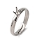304 Stainless Steel Cuff Ring Components, 4 Claw Prong Ring Settings, Stainless Steel Color, Tray: 3x3mm, 3mm, Inner Diameter: 17mm