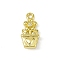 Brass Pave Clear Cubic Zirconia Pendants, Flower Charms, Golden, 15.5x8x5mm, Hole: 1.5mm
