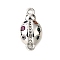 Brass Micro Pave Colorful Cubic Zirconia Links, Cadmium Free & Nickel Free & Lead Free, Ladybug, Platinum, 13.5x7.5x4mm, Hole: 0.8~1mm