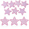 8Pcs Star with Lattice Computerized Embroidery Polyester Iron on/Sew on Patches, Costume Accessories, Appliques, Flamingo, 77x82x1.5mm