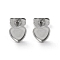 304 Stainless Steel Stud Earring Findings, Heart, Stainless Steel Color, 7x7mm, Inner Diameter: 5x5mm, Pin: 0.8mm