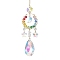 Glass with Natural Quartz Crystal Chip Window Hanging Suncatchers, Teardrop & Star & Moon Pendants for Outdoor & Garden Decor, Golden, 263mm