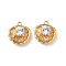 Brass Micro Pave Cubic Zirconia Shell Shape Charms, Nickel Free, Real 18K Gold Plated, Clear, 15x14x5mm, Hole: 1.5mm