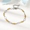304 Stainless Steel Link Bracelets, Oval Jewlery for Women, Flat Round, Ion Plating(IP), Golden & Stainless Steel Color, 6-3/4 inch(17.2cm)