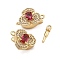 Brass Micro Pave Clear Cubic Zirconia Box Clasps, with Glass, Flower, Real 18K Gold Plated, 12.5x16.5x7.5mm, Hole: 1.2mm