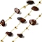 Handmade Natural Mahogany Obsidian Chip Beaded Chains, Soldered, with Rack Plating Brass Findings, Long-Lasting Plated, Lead Free & Cadmium Free, with Spool, Real 18K Gold Plated, 5~14x2~7x3~7mm