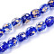 Handmade Lampwork Beads, Gold Foil Glass Beads, Barrel, Blue, 10~11x9~10mm, Hole: 1.5mm, about 50pcs/strand, 19.69''(50cm)