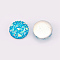 Resin Cabochons, with AB Color Rhinestone, Half Round, Dodger Blue, 16x5mm, 40pcs/bag