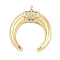 Rack Plating Brass Pendants, with Cubic Zirconia, Crescent Moon, Long-Lasting Plated, Lead Free & Cadmium Free, Real 18K Gold Plated, 19x16.5x4mm, Hole: 1.2mm