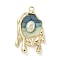 Brass Enamel Pendants, Oil Painting Style Charms, with ABS Imitation Pearl, FireBrick, 26x15.5x5.5mm, Hole: 1.6mm