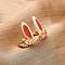 Zinc Alloy Enamel Adjustable Open Cuff Rings for Women, Rabbit, Golden, 19.5mm