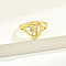 Brass Alphabet Adjustable Rings for Women, with Heart, Letter J, 17mm, US Size 6 1/4(16.7mm)