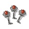 Angel Brass Natural Red Jasper Pendants, with Jump Ring, Antique Silver, 38x19.5x7.5~9.5mm, Hole: 2x6.5mm