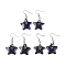 Natutal Dyed Lapis Lazuli Dangle Earrings, with Rack Plating Brass Earring Hooks, Lead Free & Cadmium Free, Star, 44x22.5mm
