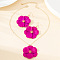 Flower Alloy Enamel Pendant Necklace & Dangle Earring, Golden, Fuchsia, 370mm & 65x41mm