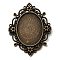 Tibetan Style Alloy Rhinestone & Oval Tray Cabochon Settings, Cadmium Free & Lead Free, Oval, Antique Bronze, Tray: 40x30mm,65x52x2.5mm, Hole: 4mm, about 65pcs/1000g