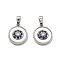 Brass Micro Pave Cubic Zirconia Charms, Flat Round, with Shell, Platinum, 14x12x3.5mm, Hole: 4x3mm