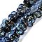 Handmade Dichroic Foil Glass Beads Strands, Plum, Light Sky Blue, 13.5~14x14~15x8~9mm, Hole: 1.6mm, about 33pcs/strand, 15.24''(38.7cm)