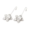 304 Stainlee Steel with Plastic Pearl Dangle Earring, Flower, Stainless Steel Color, 45x25mm
