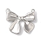 Rack Plating Brass Pendants, Long-Lasting Plated, Lead Free & Cadmium Free, Bowknot, Platinum, 19.5x21.5x2.5mm, Hole: 1.4mm