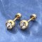 304 Stainless Steel Earlobe Plugs, Screw Back Earrings, with Rhinestone, Flat Round, Crystal, Golden, 13mm, Flat Round: 5.8mm, Pin: 1mm