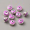 CCB Plastic Beads, with Double Side Enamel, Flat Round with Evil Eye, Medium Orchid, 8x5mm, Hole: 1.5mm