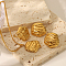 Autumn Winter High-End 304 Stainless Steel Earrings & Rings & Necklace Sets for Women, Flat Round, Real 18K Gold Plated