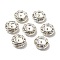 Brass Rhinestone Beads, Flat Round, Crystal Rhinestone, Silver Color Plated, 15mm, Hole: 1mm