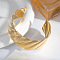 Elegant 304 Stainless Steel Cuff Bangles for Women, Spiral, Real 18K Gold Plated, 7-7/8x1-1/8 inch(20x2.92cm), Inner Diameter: 2-5/8 inch(6.8cm)