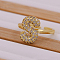 Brass Micro Pave Clear Cubic Zirconia Initial Cuff Rings, Golden, Letter S, Inner Diameter: Adjustable