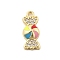 Brass Micro Pave Cubic Zirconia Pendants, Candy Charms, with Shell, Lead Free & Cadmium Free, Long-Lasting Plated, Mixed Color, 14.5x6x3mm, Hole: 1.2mm