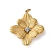 316 Stainless Steel Rhinestone Pendants, with Close Jump Rings, Ion Plating(IP), Flower, Real 18K Gold Plated, 26x23.5x3.5mm, Hole: 2.6mm