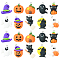 40Pcs 10 Styles Opaque Resin Pendants, Halloween Charms, with Platinum Tone Iron Loops, Ghost & Pumpkin & Witch Hat, Mixed Shapes, Mixed Color, 23~25.5x16~22x5~8mm, Hole: 2mm, 4pcs/style