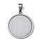 Non-Tarnish 304 Stainless Steel Pendants, Flat Round with Cssml Ndsmd Cross God Father Religious Christianity, Stainless Steel Color, 33.5x30.5x1.5mm, Hole: 8.5x5mm