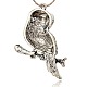 Vintage Antique Silver Alloy Enamel Owl Big Pendants ENAM-J052-03AS-2