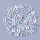 2穴透明ガラスシードビーズ  アブカラー  長方形  クリアAB  5x4.5~5.5x2~2.5mm  穴：0.5~0.8mm SEED-S023-29C-01-1