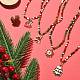 Ожерелье с подвеской из сплава эмали на рождественскую тематику и цепочками из стеклянных бусин NJEW-JN04338-2