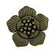 チベットスタイル合金3 D花のペンダントエナメルのセッティング  カドミウムフリー＆ニッケルフリー＆鉛フリー  アンティークブロンズ  38x39.5x1mm  穴：3.5mm TIBEP-29-AB-NR-1