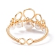 Anello a polsino aperto con corona intrecciata con perle di conchiglia RJEW-TA00037-6