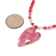 304 ожерелье с подвеской в форме сердца из эмали из нержавеющей стали и цепочками из стеклянных бусин NJEW-JN04465-4