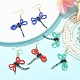 Glass Dragonfly Dangle Earrings EJEW-MZ00114-2
