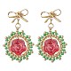 Серьги-гвоздики с подвесками из цветочного стекла EJEW-MZ00522-01-2