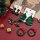 Anattasoul 4 Paar baumelnde Ohrringe im 4-Stil-Weihnachtsmotiv mit Glöckchen und Schleife aus Legierung EJEW-AN0001-98-7