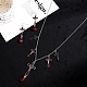 Schamottstein-Emaille-Kruzifix-Kreuz mit tropfenförmiger Anhänger-Halskette aus Kunststoff und baumelnden Ohrringen SJEW-G081-02AS-8