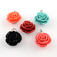 Synthetical Coral Flower Pendants with 925 Sterling Silver Findings CORA-R010-02-1